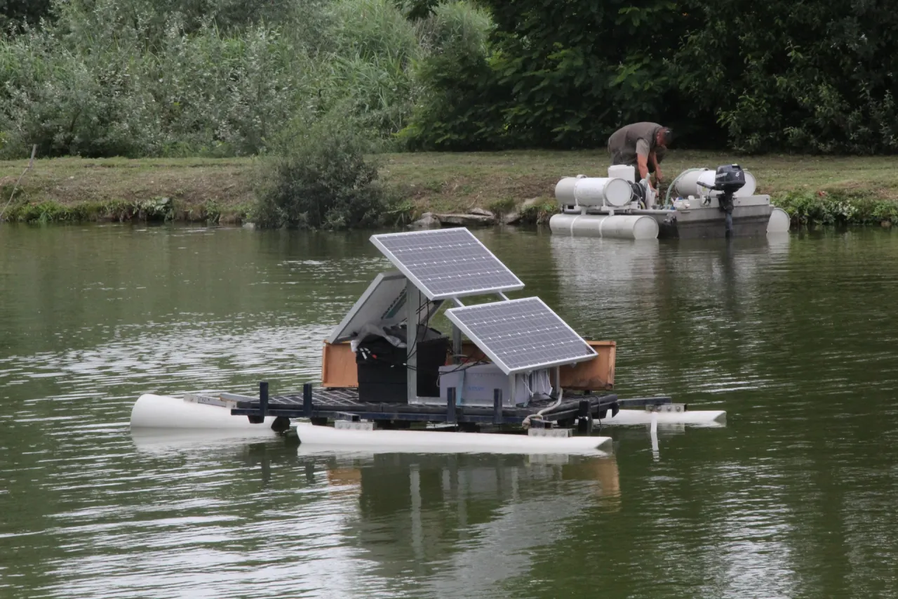 Floating solar plants